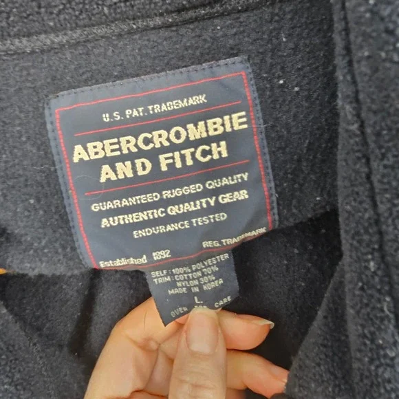 Vintage Abercrombie & Fitch Fleece Full Zip Vest L Navy Colorblock 90s Outdoor - Picture 5 of 10